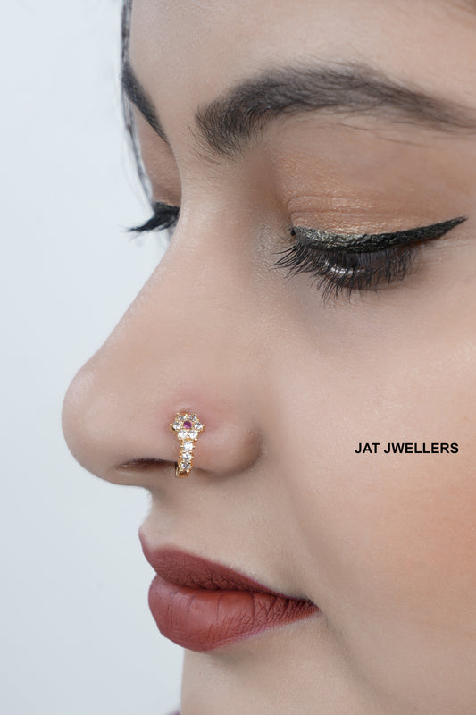 Beautiful Gold plated Ad Nose Ring bali combo for woman And Girls Combo Pack of 2