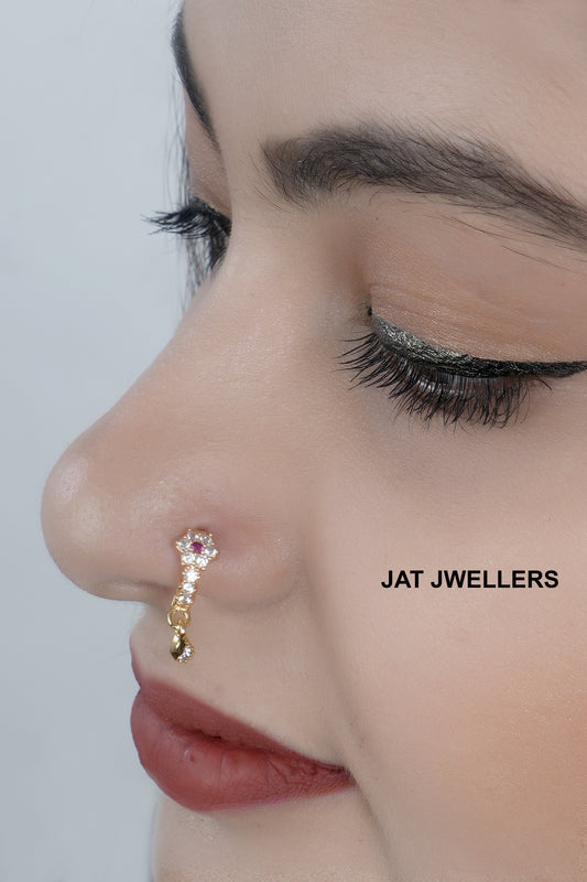 Beautiful Gold plated Ad Nose Ring bali combo for woman And Girls Combo Pack of 2